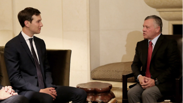 Jordanian King Abdullah II meets with White House senior adviser Jared Kushner in Amman (AFP)