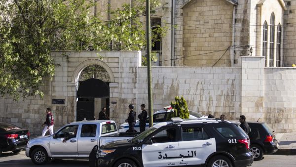 A Coptic church in Abdali is kept under watch as police and armed military vehicles surround the building. (File/Mo'taz Sulaiman)  A Coptic church in Abdali is kept under watch as police and armed military vehicles surround the building. (File/Mo'taz Sulaiman)