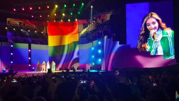 Little Mix performed Secret Love Song part II with a LGBT flag behind them, in Dubai, where being gay is illegal (Twitter) 