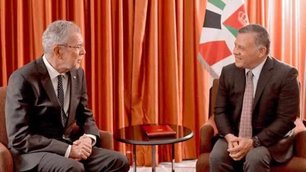 His Majesty King Abdullah meets with Austrian President Alexander Van der Bellen in New York on Monday (Photo courtesy of Royal Court)