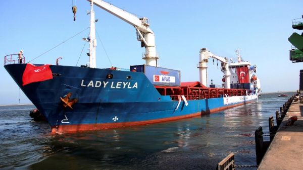 A picture taken on July 1, 2016 shows the Panama flagged ship Lady Leyla headed to Gaza. (AFP/Huseyin Kar)