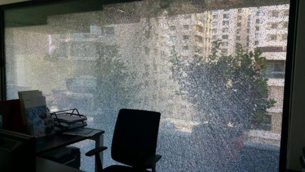 An unknown gunman opened fire on the office of Al Jadeed TV's chairman overnight on July 26, 2016. (Twitter/Al Jadeed)