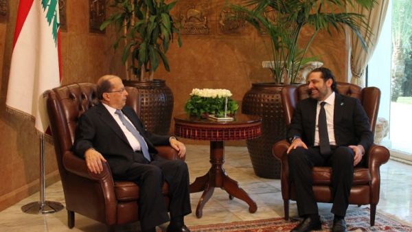 President Aoun and Prime Minister Hariri last month (AFP)
