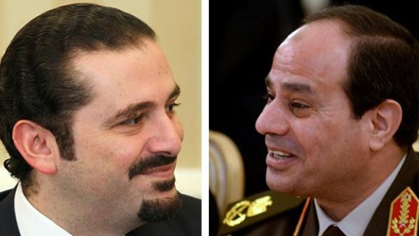 Meeting of former Lebanese prime minister Saad al-Hariri (L) with Gen. Abdel-Fattah al-Sisi (R) in Cairo. (AFP)