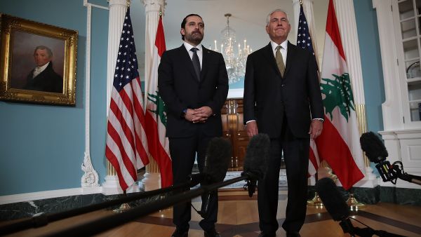  Secretary of State Rex Tillerson (R) meets with Lebanese Prime Minister Saad Hariri (L) at the State Department July 26, 2017. (AFP) 