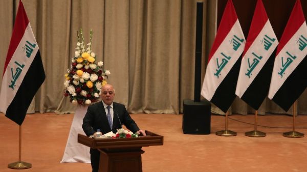 Iraqi Prime Minister Haider al-Abadi speaks during a parliament meeting in the capital Baghdad on September 3, 2018. 
SABAH ARAR / AFP
