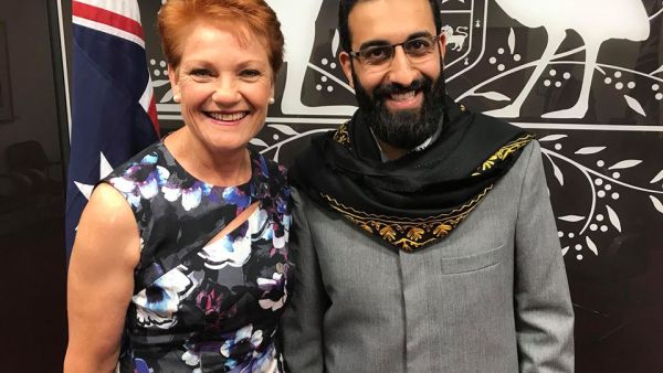Imam Tawhidi with the Australian right-wing senator, Pauline Hanson. (Facebook/Imam Tawhidi)