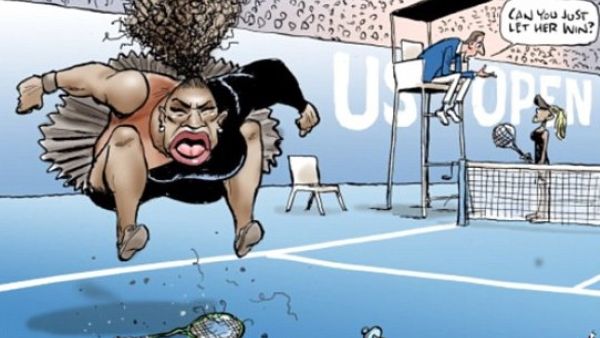 The Herald Sun has defended Mark Knight's cartoon of Serena Williams at the US Open, saying it has 'nothing to do with race (Twitter)