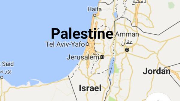 Image shared by Palestinian activists in protest of Google's policies against Palestinians in not labeling it on the map. (Socialmedia)