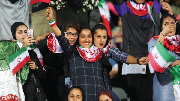 Iranian women celebrating their national team win on Bolivia 2-1. (AFC/SocialMedia)