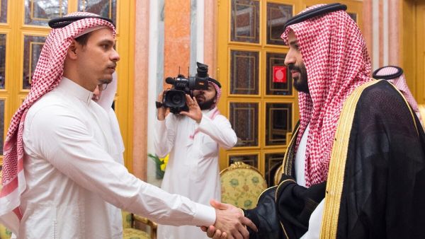The moment when Kashoggi's son, Salah, met with Saudi Crown Prince Mohammed bin Salman was documented in this image that went viral on the social media. (Socialmedia)