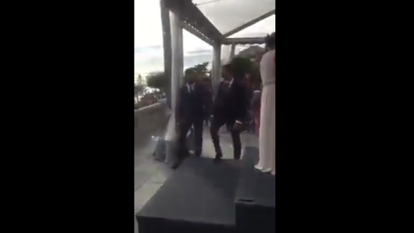 Videos were shared among social media users from the wedding that was held in Lebanon after the couple got married officially in Switzerland.