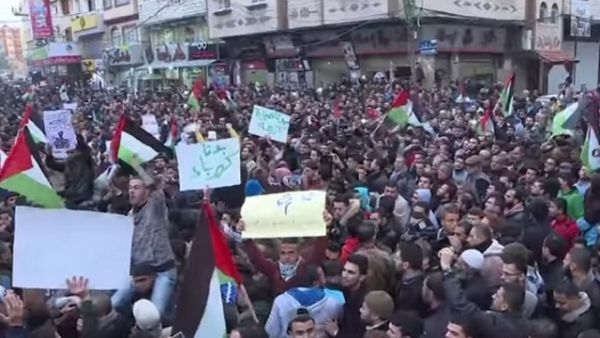 Gazans protest the harsh living conditions in the besieged Strip since 2007. (AFP)
