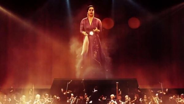 Photo taken from the ad that was aired about the concert of late Egyptian legend Om Kalthoum that was going to take place Saudi Arabia.