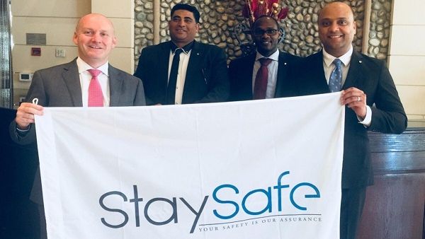 Richard Higgins of Stay Safe Hospitality, From MAHD Mohamed Abouzeid Director of Security, Julius Okot-Chono, Director of Engineering, Najam Naseer, Asst. Front Office Manager) Richard Higgins of Stay Safe Hospitality, From MAHD Mohamed Abouzeid Director of Security, Julius Okot-Chono, Director of Engineering, Najam Naseer, Asst. Front Office Manager)