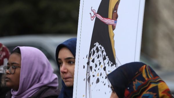 Supporters call for the release of detained tv anchorwomen Marzieh Hashemi, during a rally in front of the U.S. District Courthouse, on January 23, 2019 in Washington, DC. (AFP)