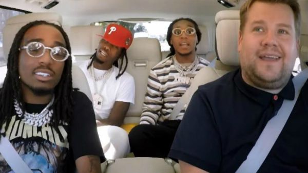 Rap Trio Takeoff, Quavo and Offset of Migos joined James Corden for the latest edition of Carpool Karaoke. (Source: The Late Late Show with James Corden - Youtube) Rap Trio Takeoff, Quavo and Offset of Migos joined James Corden for the latest edition of Carpool Karaoke. (Source: The Late Late Show with James Corden - Youtube)