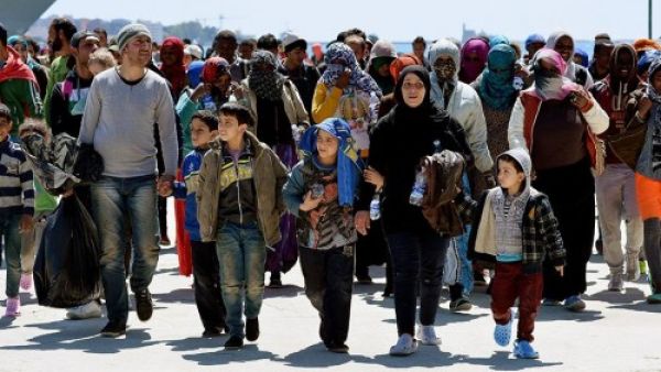 A group of refugees arriving in Italy in 2015. (AFP/File)
