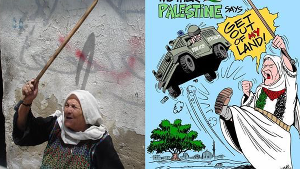 'Mother Palestine' (Mrs. Zarefa, Marka/Shnillar Jordan, 2009) by Carlos Latuff (Twitter)