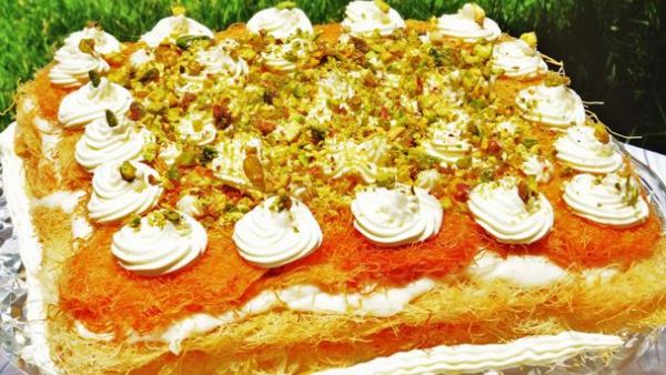 كنافة بالقشدة بدون فرن
