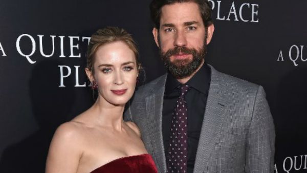 Emily Blunt (L) and John Krasinski arrive on the red carpet at the premiere for "A Quiet Place" at AMC Lincoln Square Theater on Monday in New York City. (Source: John Angelillo - UPI)