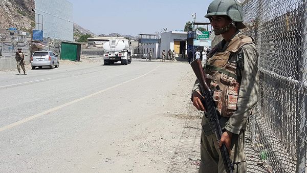 Pakistani soldiers patrol at the Torkham crossing between Pakistan and Afghanistan. (AFP/File)