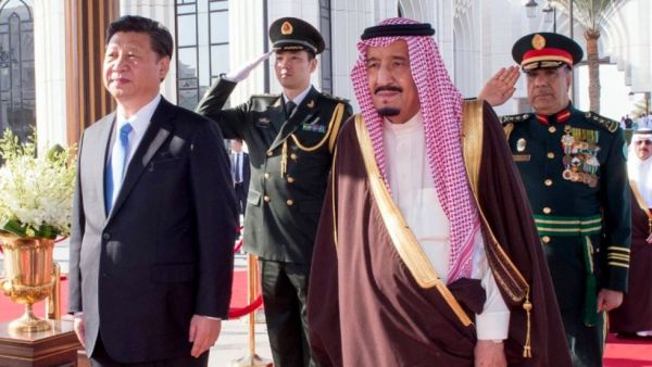 China's President Xi Jinping and Saudi Arabia's King Salman bin Abdul Aziz al-Saud at a ceremony during Xi's first visit to Riyadh in January. (AFP/File)