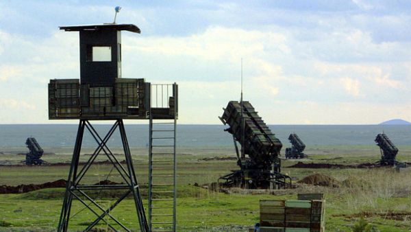 Patriot anti-missile batteries installed at the Diyarbakir military airport in southeastern Turkey. (AFP/File)