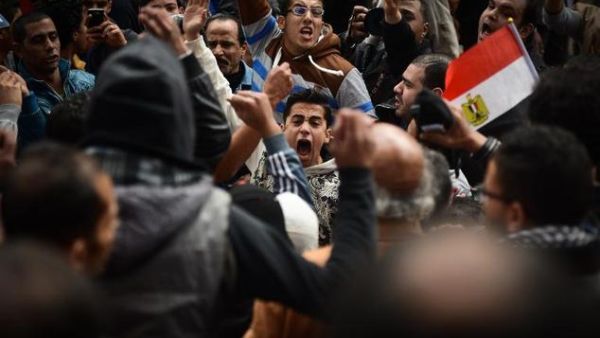 Egyptian protesters shout during a demonstration against President Abdel Fattah al-Sisi. (AFP/File)