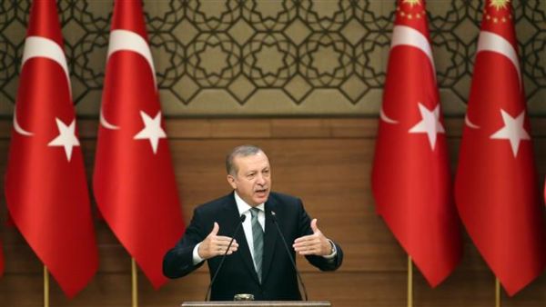 Turkish President Recep Tayyip Erdogan gestures during a speech with local village and town leaders. (AFP/File)