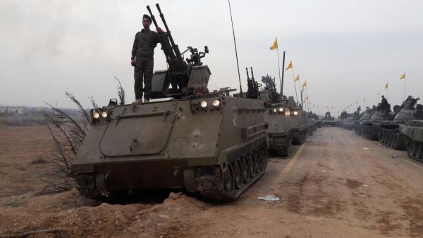 The M113s pictured are outfitted with anti-aircraft guns known as ZPU-2s. (Twitter)