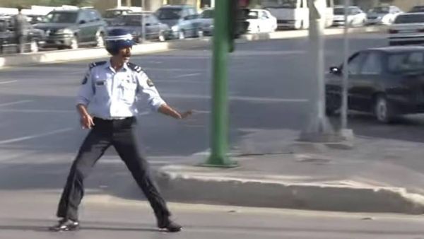 Thneibat, the most famous traffic officer in Jordan, rather enjoyed busting a move on the job - as did everyone else, particularly those stuck in traffic. (Courtesy photo)