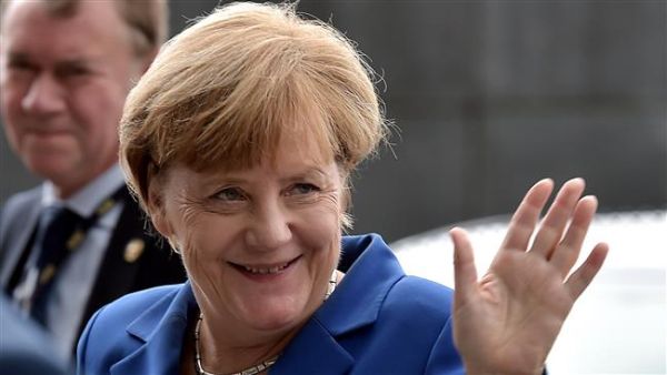 German Chancellor Angela Merkel waves upon her arrival at the European Parliament in Strasbourg, France. (AFP/File)