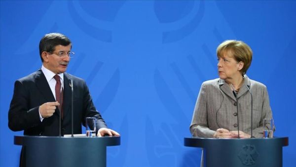German Chancellor Angela Merkel and Turkish Prime Minister Ahmet Davutoglu. (Twitter)