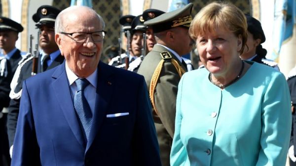 Tunisian President Beji Caid Essebsi and German Chancellor Angela Merkel. (AFP/File) Tunisian President Beji Caid Essebsi and German Chancellor Angela Merkel. (AFP/File)