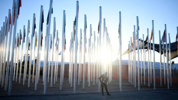 A Moroccan soldier stands guard outside the COP22 climate change conference in Marrakesh on November 14. (AFP/File)