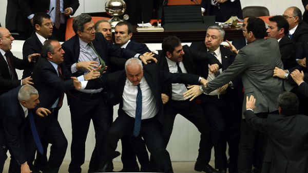 Mass brawl in Turkish parliament. (AFP/File)