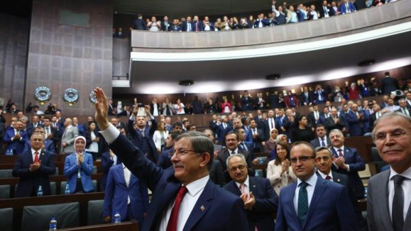 Turkish Prime Minister and leader of Turkey's ruling Justice and Development Party (AKP) Ahmet Davutoglu arrives for an AKP group meeting at the Turkish parliament in Ankara, May 3, 2016. (AFP Photo/Adem Altan)