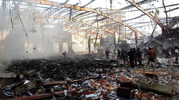 A general view of the destruction following airstrikes by Saudi-led coalition airplanes. (AFP/File)