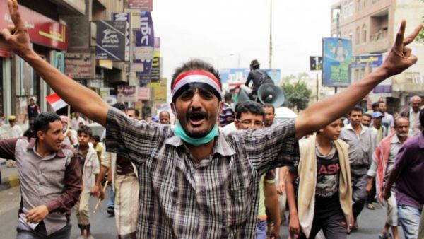 A Yemeni supporter of the Saudi-led coalition against the Houthis demonstrates in Taez on 4 April. (AFP/File) A Yemeni supporter of the Saudi-led coalition against the Houthis demonstrates in Taez on 4 April. (AFP/File)