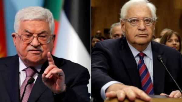 السفير الأمريكي فريدمان ينفي سعي أمريكا لـ"إستبدال" الرئيس الفلسطيني محمود عباس