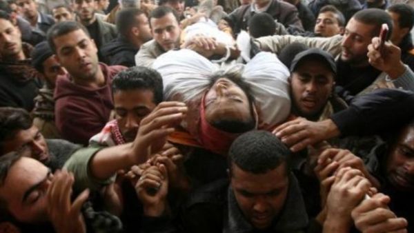 جنازة الفلسطيني عبد الله الشريحي في دير البلح 