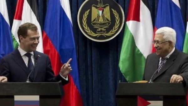 الرئيس الفلسطيني ونظيره الروسي خلال مؤتمر صحفي مشترك في اريحا الثلاثاء