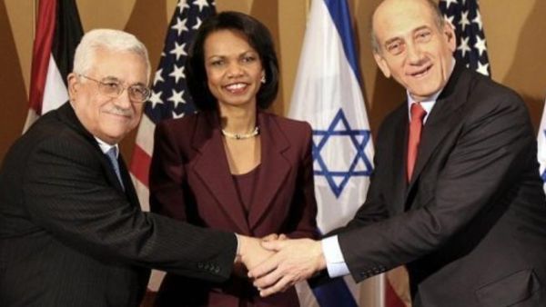 رايس تتوسط اولمرت وعباس