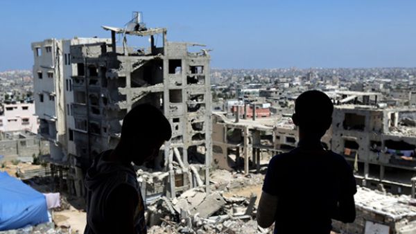 Much of Gaza City’s Shujaiyeh neighborhood was destroyed in the 2014 war. (AFP/Mahmud Hams) 