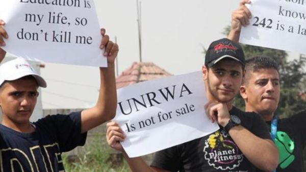Palestinian demonstrate against the planned cuts in services related to the United Nations Relief and Works Agency (UNRWA)’s education program. (AFP/ File)