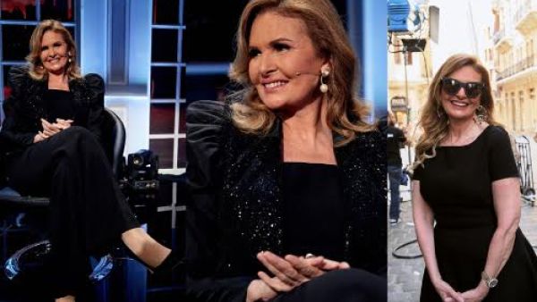 ظهرت يسرا بإطلالتيين مختلفتين باللون الأسود تتناسب مع أجواء البرنامج