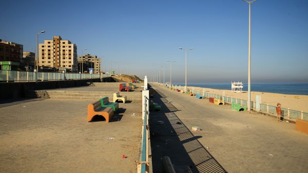 A Qatari-funded road in Gaza city. (AFP) 