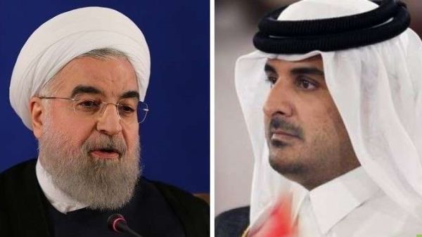 أمير دولة قطر تميم بن حمد آل ثاني والرئيس الإيراني حسن روحاني