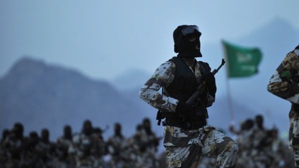 Saudi border guards are seen during training exercises. (AFP/File) Saudi border guards are seen during training exercises. (AFP/File)